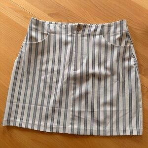 Pull&Bear Cream and Navy Striped Mini Skirt